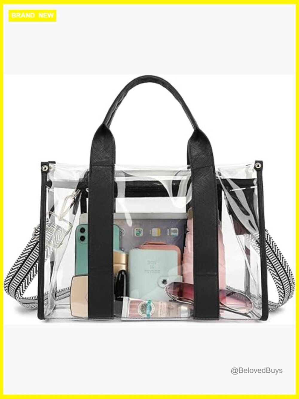 Clear Tote Bag Stadium Approved Large Transparent Shoulder Handbag with